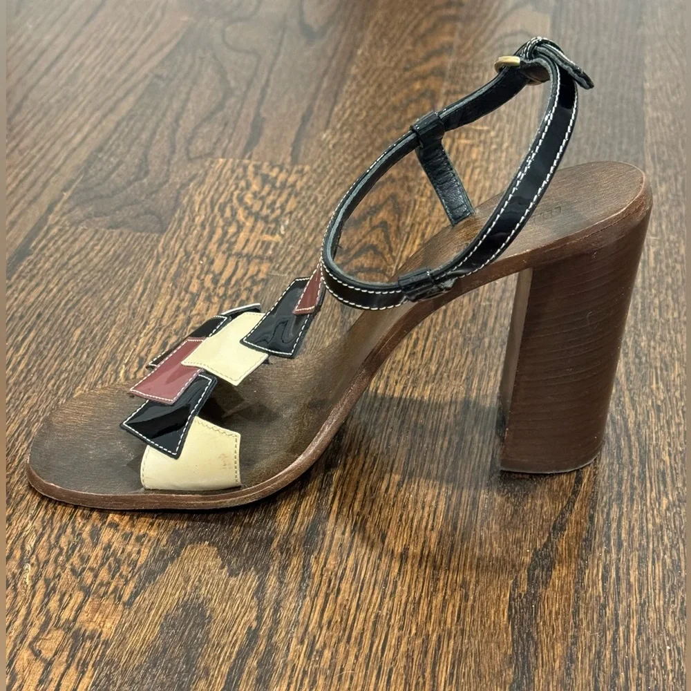 Miu Miu wooden high heel women’s size 39 patent leather black maroon cream - Picture 4 of 12